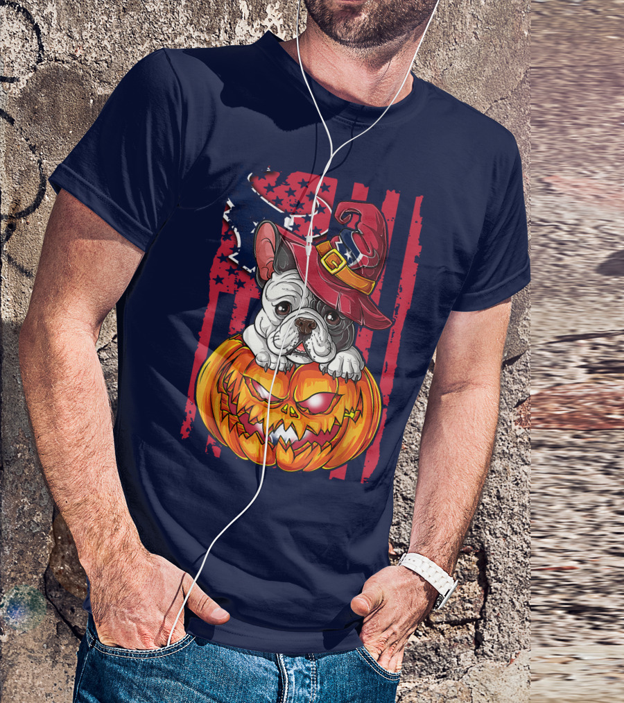 Hlw Bulldog Houston Texans Halloween Jack-o'-Lantern Witch Hat T-Shirt