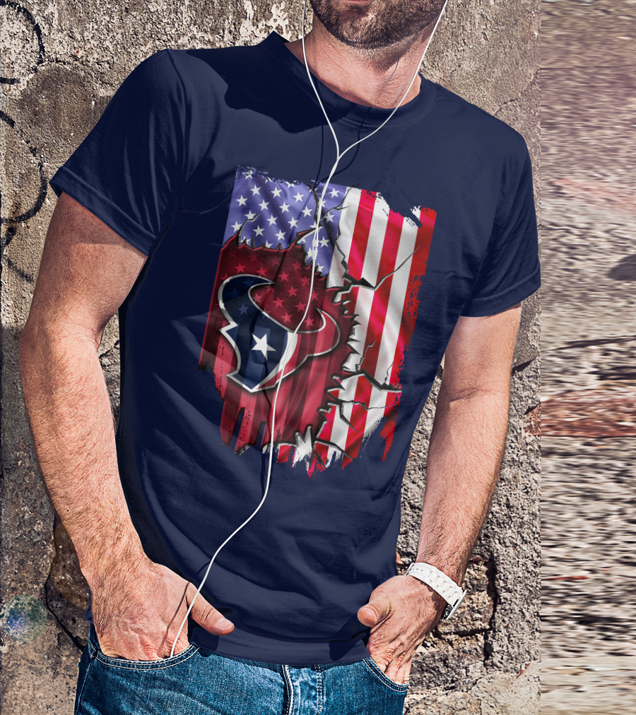 Flag Houston Texans American Flag Background T-Shirt