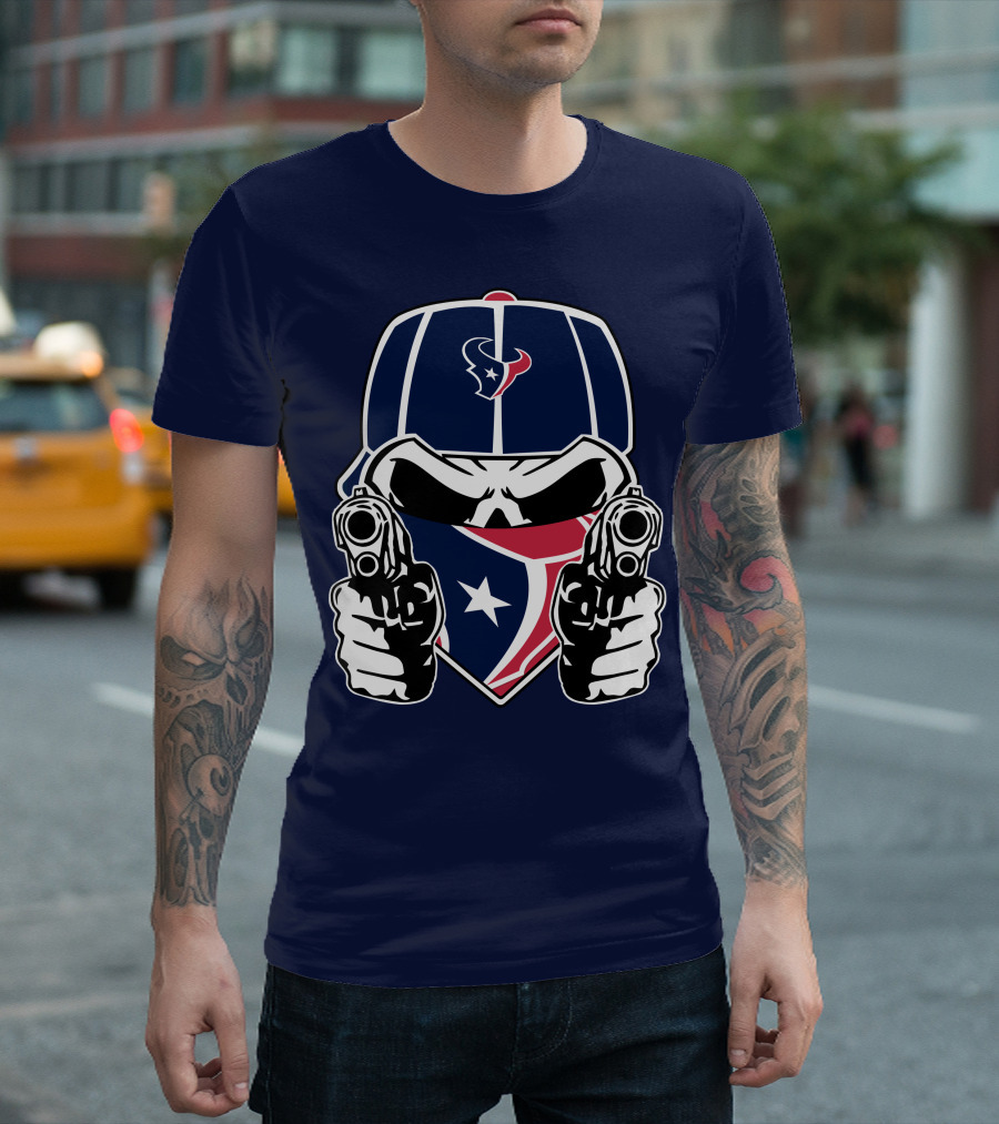 Houston Texans Skull Masked Gunslinger Fan Art T-Shirt