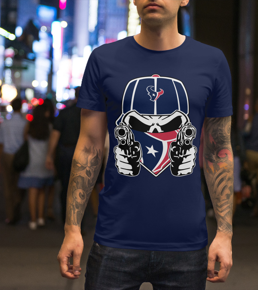 Houston Texans Skull Masked Gunslinger Fan Art T-Shirt