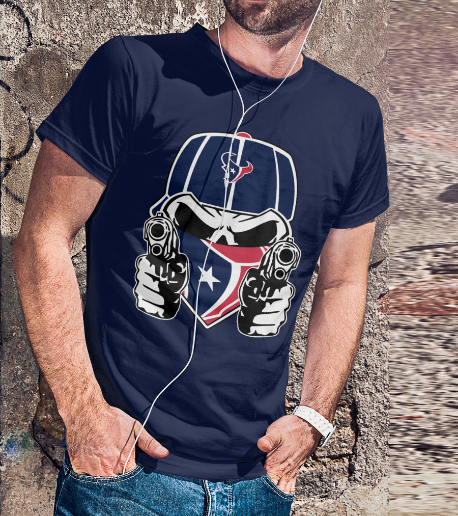 Houston Texans Skull Masked Gunslinger Fan Art T-Shirt