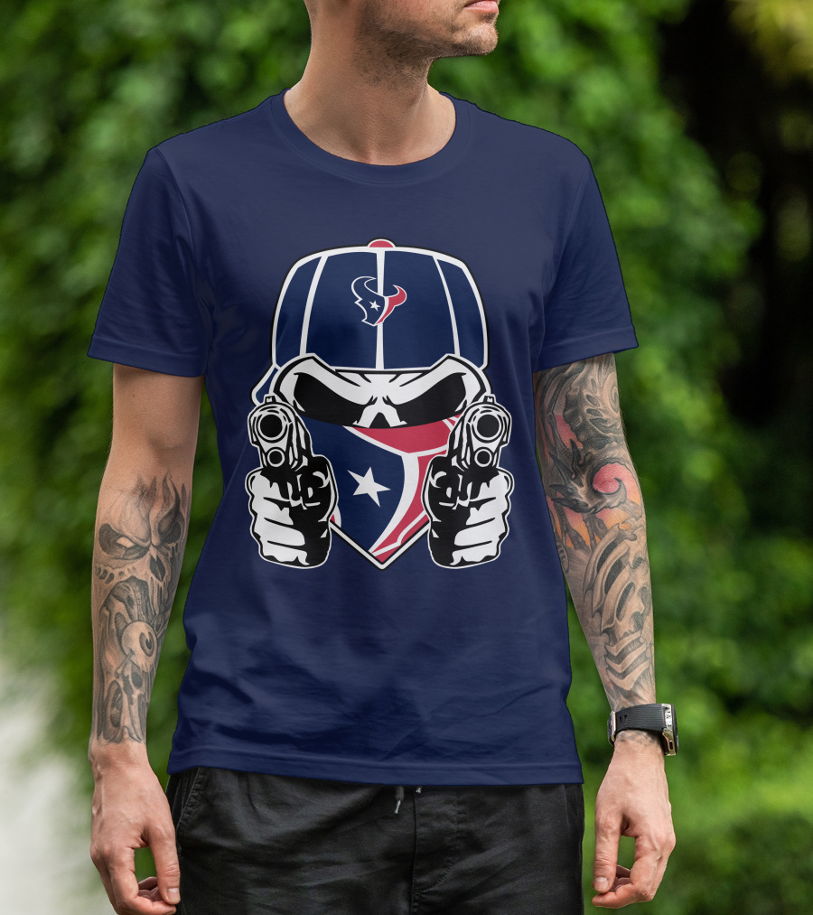 Houston Texans Skull Masked Gunslinger Fan Art T-Shirt