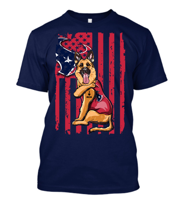 German Shepherd I Love Mom Houston Texans Flag T-Shirt