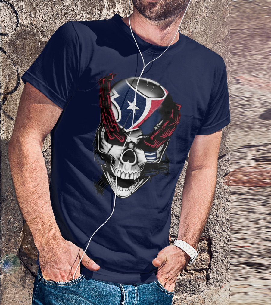 Houston Texans Skull With Chains T-Shirt