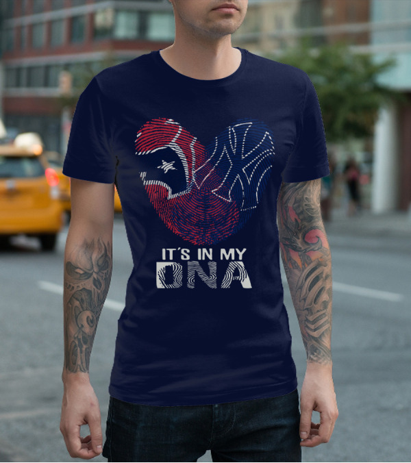 Houston Texans It's In My Dna Fingerprint Heart Yankees T-Shirt