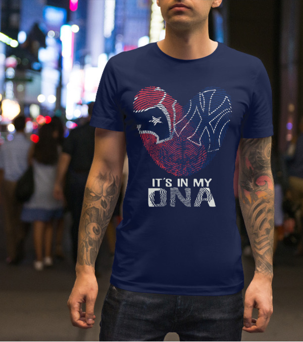 Houston Texans It's In My Dna Fingerprint Heart Yankees T-Shirt