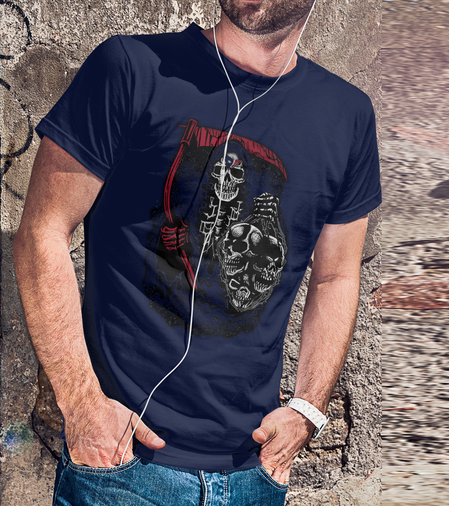 Houston Texans 07 Grim Reaper Skull Artwork T-Shirt