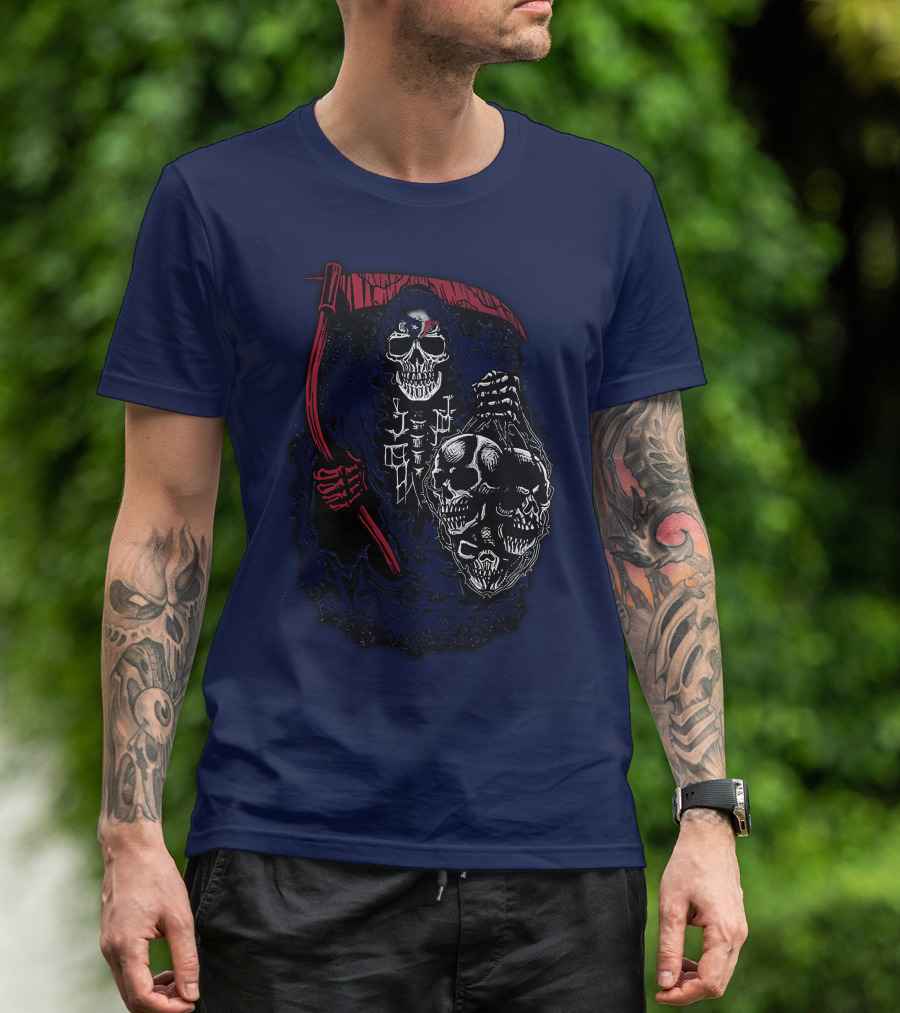 Houston Texans 07 Grim Reaper Skull Artwork T-Shirt