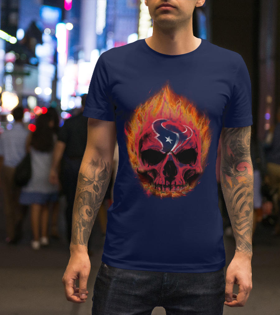 Houston Texans Flaming Skull T-Shirt
