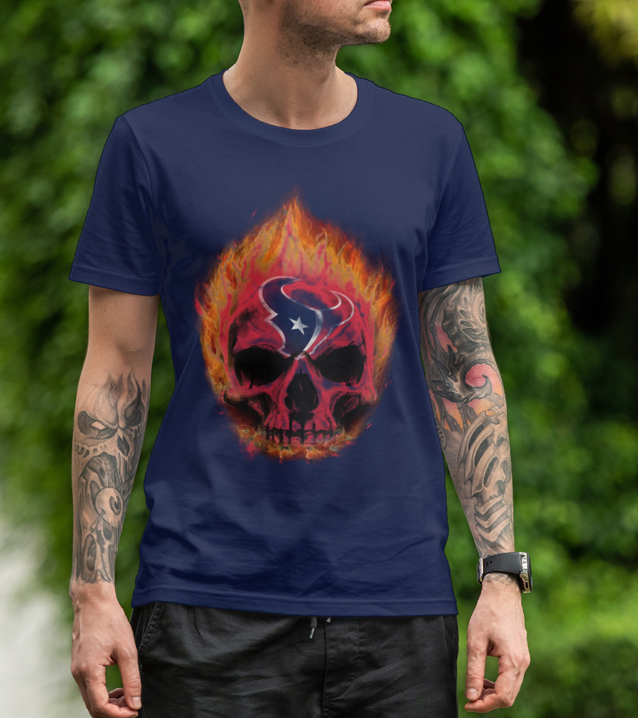 Houston Texans Flaming Skull T-Shirt