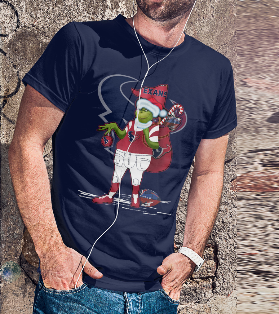 Grinchxmas Houston Texans Christmas Football Theme T-Shirt