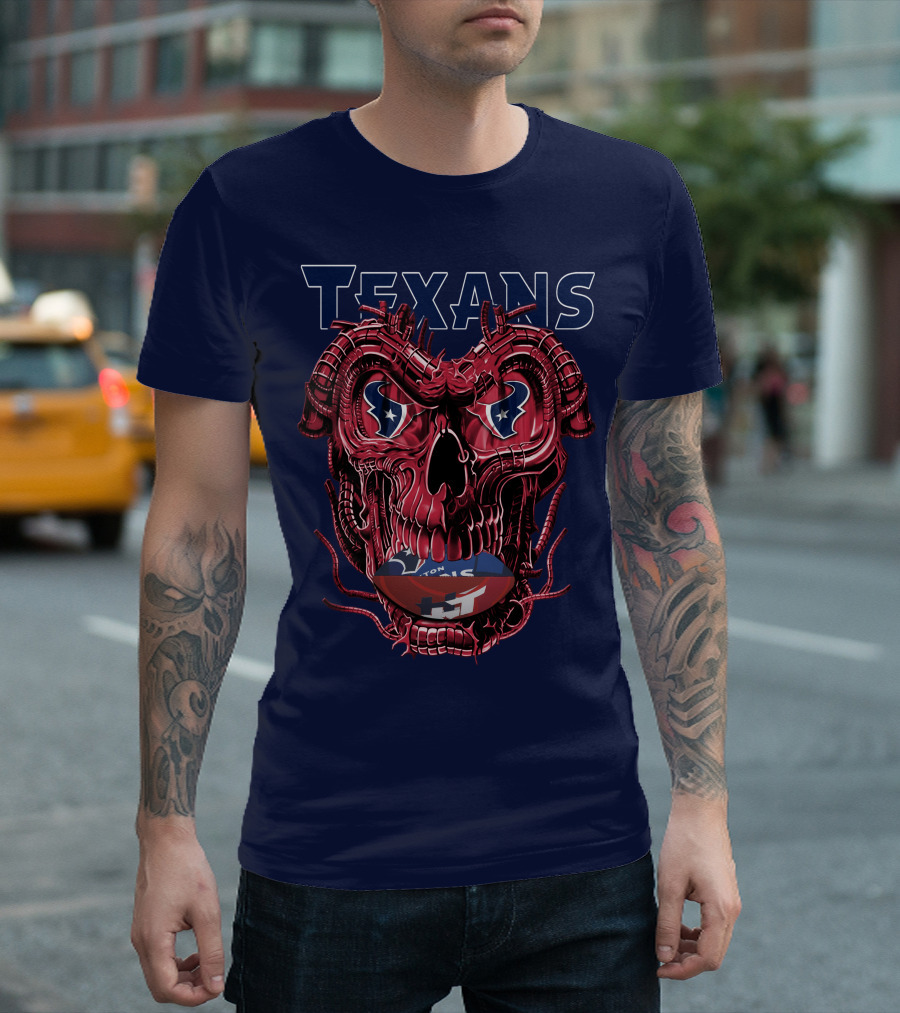 Texans Dragonskull Football Face T-Shirt