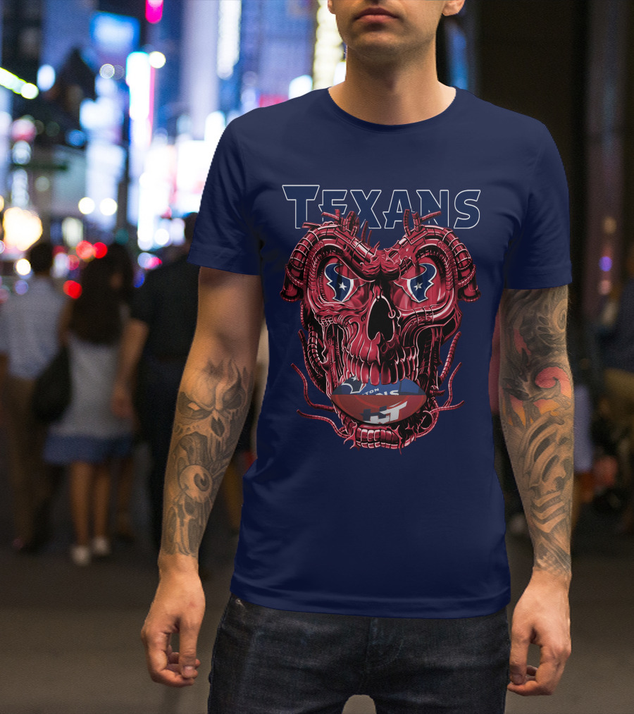 Texans Dragonskull Football Face T-Shirt