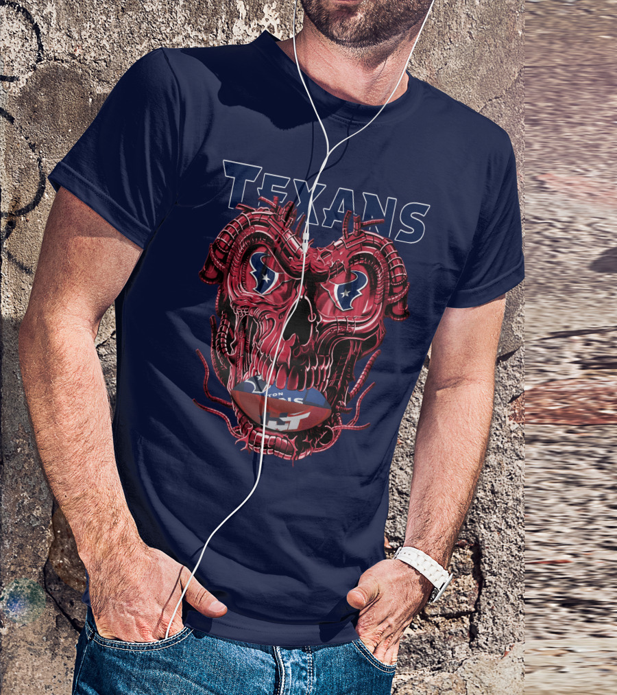 Texans Dragonskull Football Face T-Shirt