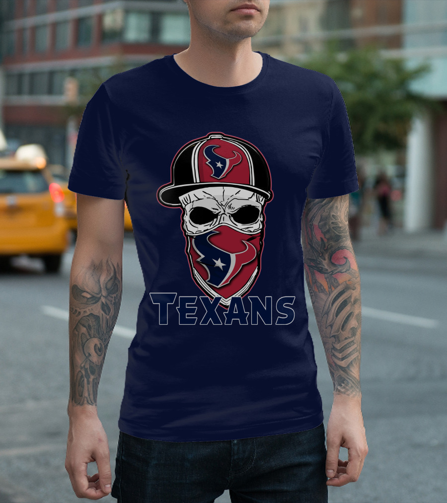 Houston Texans Skull Hat T-Shirt