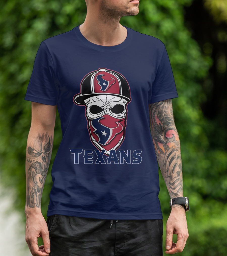 Houston Texans Skull Hat T-Shirt