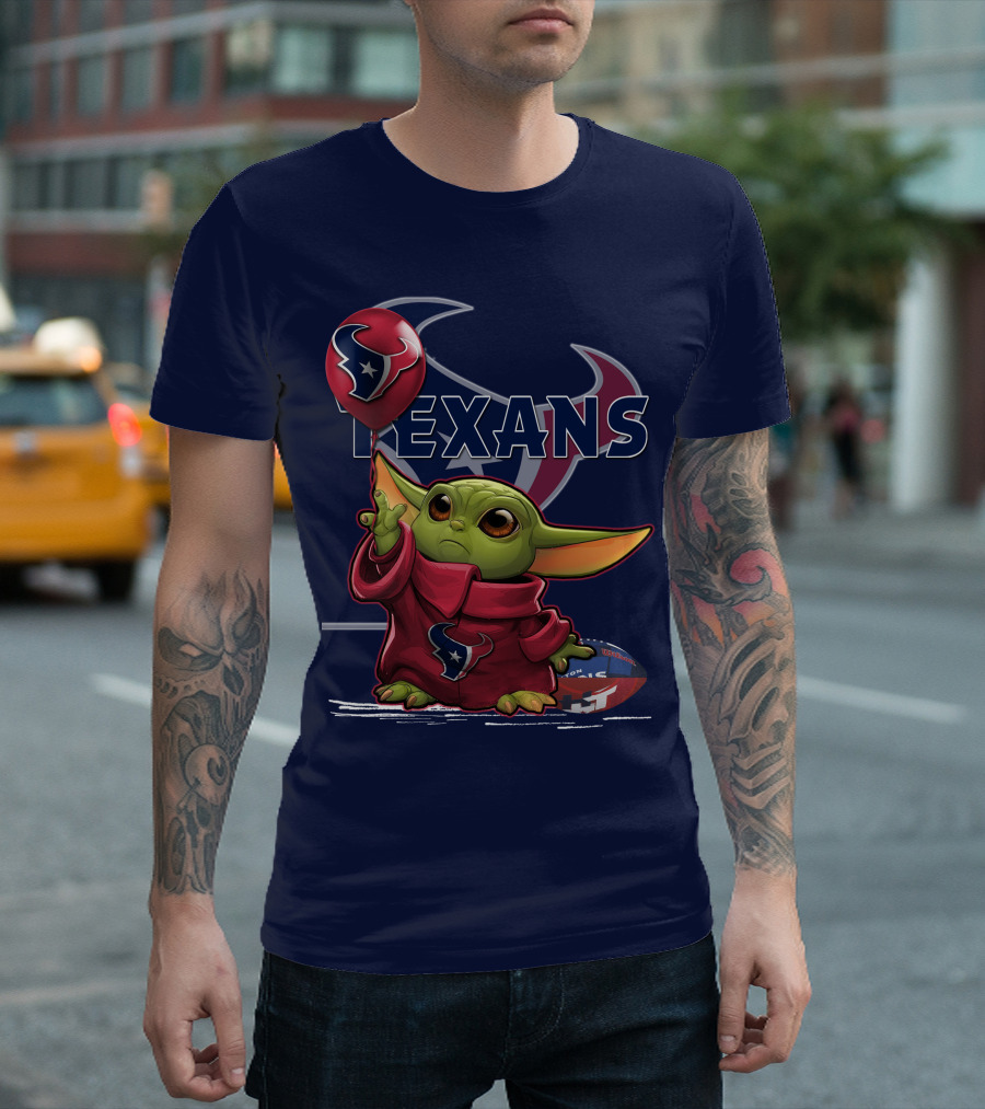 Yoda Texans Holding Balloon Football T-Shirt