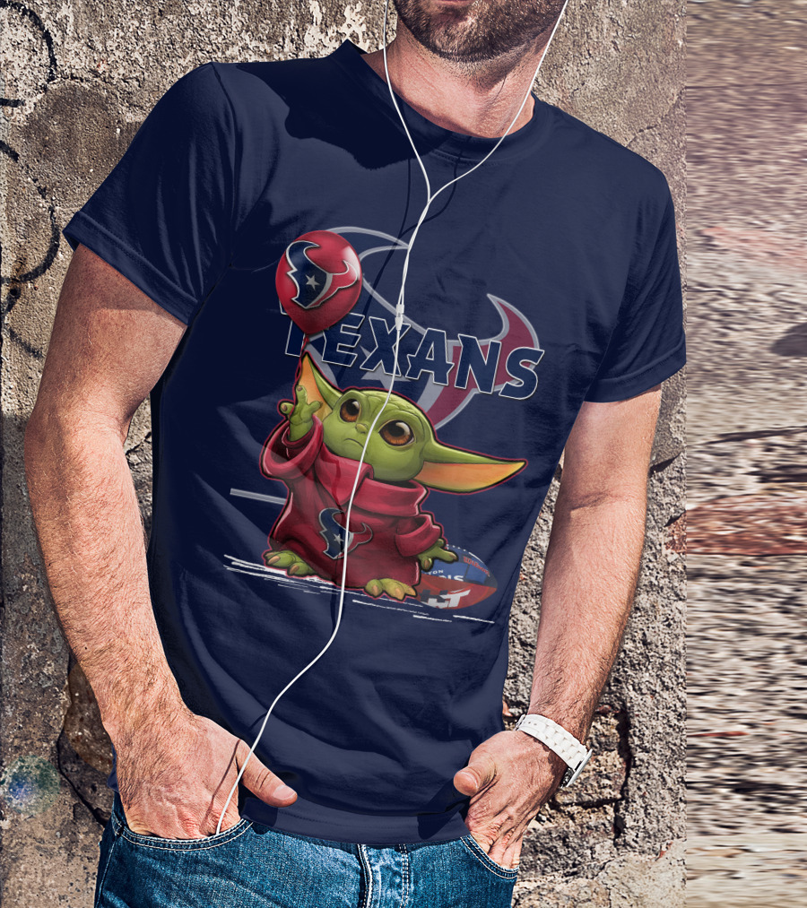 Yoda Texans Holding Balloon Football T-Shirt