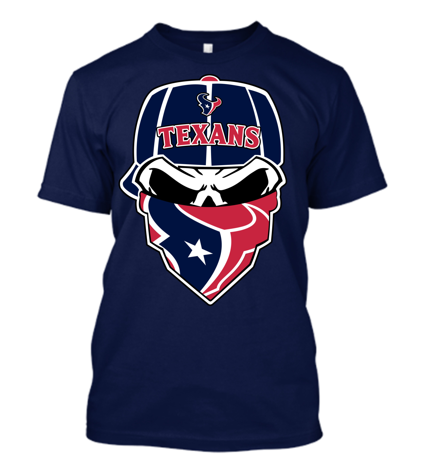 Houston Texans Skull Bandana And Cap T-Shirt