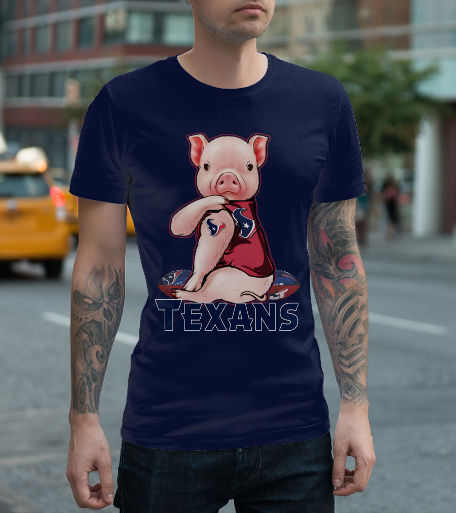 Texans Pig with Houston Logo Football T-Shirt