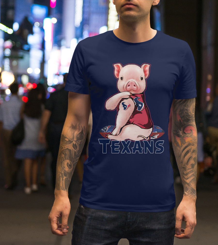Texans Pig With Houston Logo Football T-Shirt