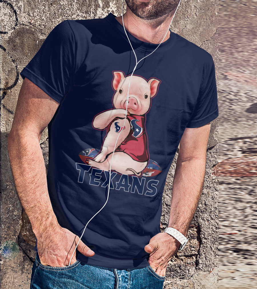 Texans Pig With Houston Logo Football T-Shirt