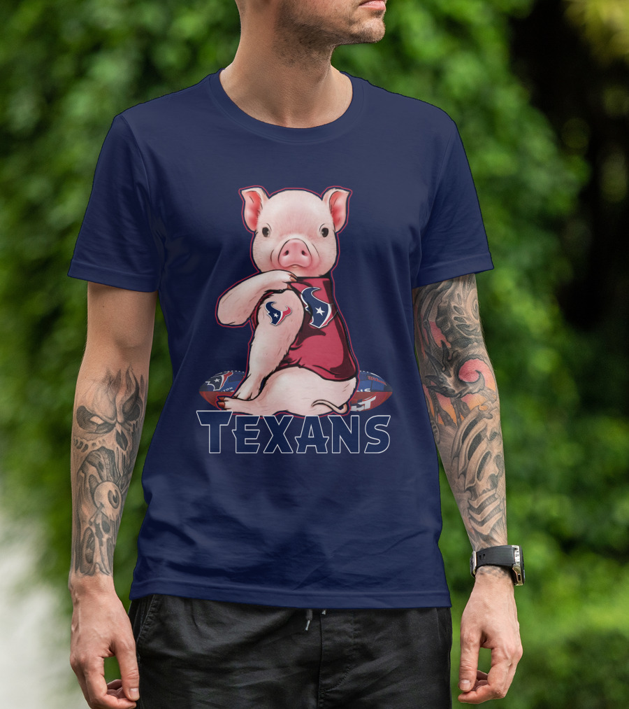 Texans Pig With Houston Logo Football T-Shirt