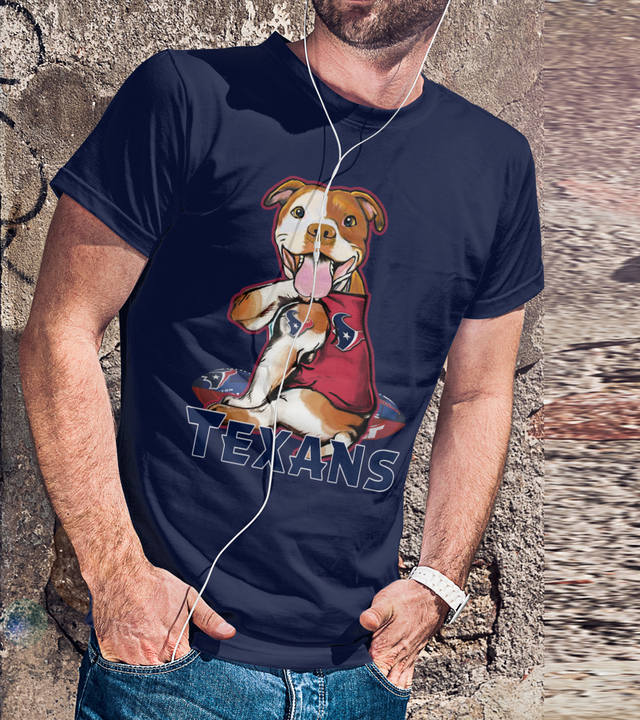 Pittbull Texans Football Icon With Houston Spirit T-Shirt