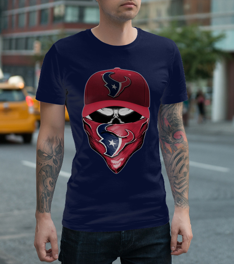 Houston Texans Skull Mask Hat T-Shirt