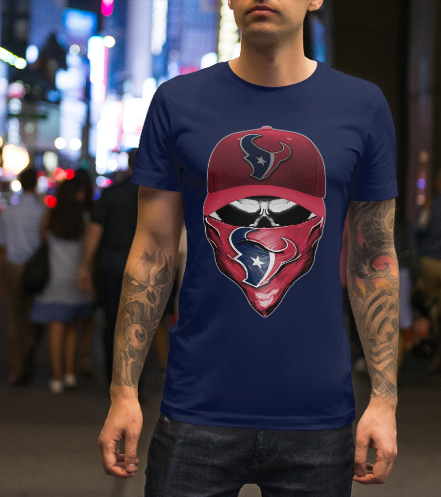 Houston Texans Skull Mask Hat T-Shirt
