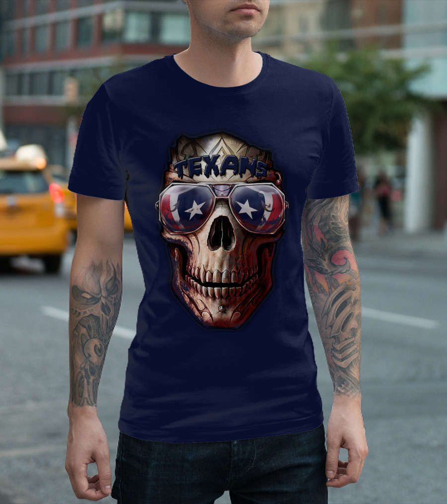 Texans Skull With Star Sunglasses T-Shirt