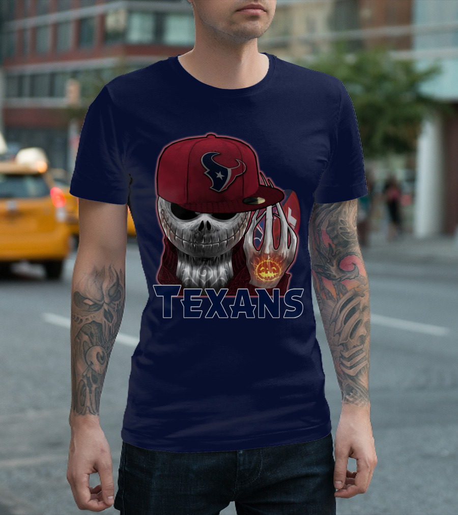 Jackskull Texans Football Halloween Pumpkin T-Shirt