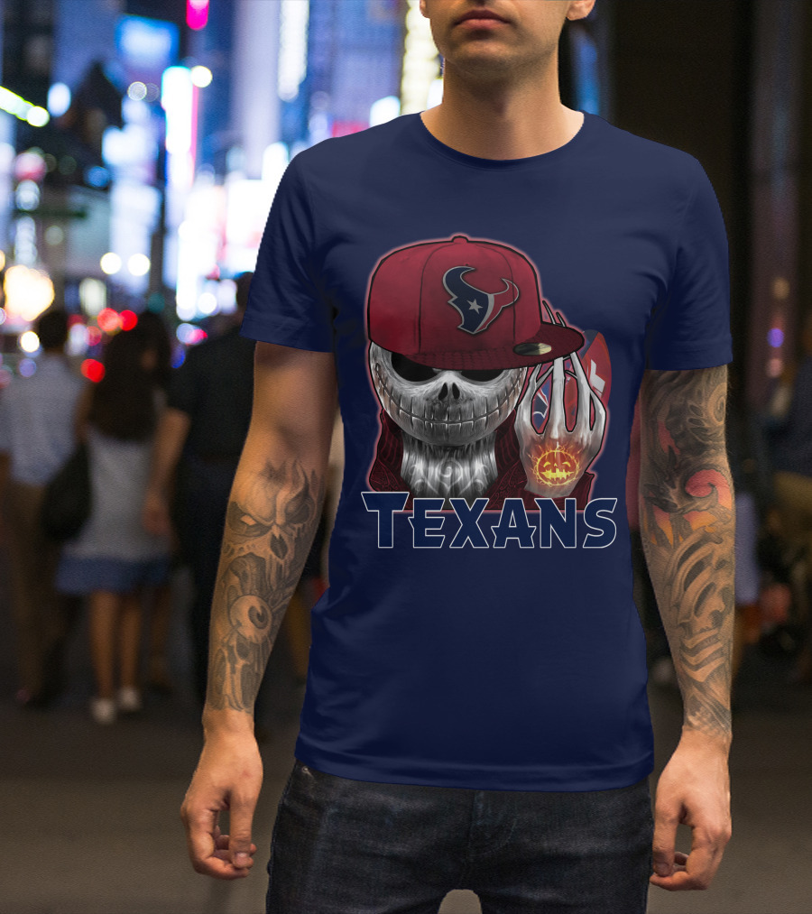 Jackskull Texans Football Halloween Pumpkin T-Shirt