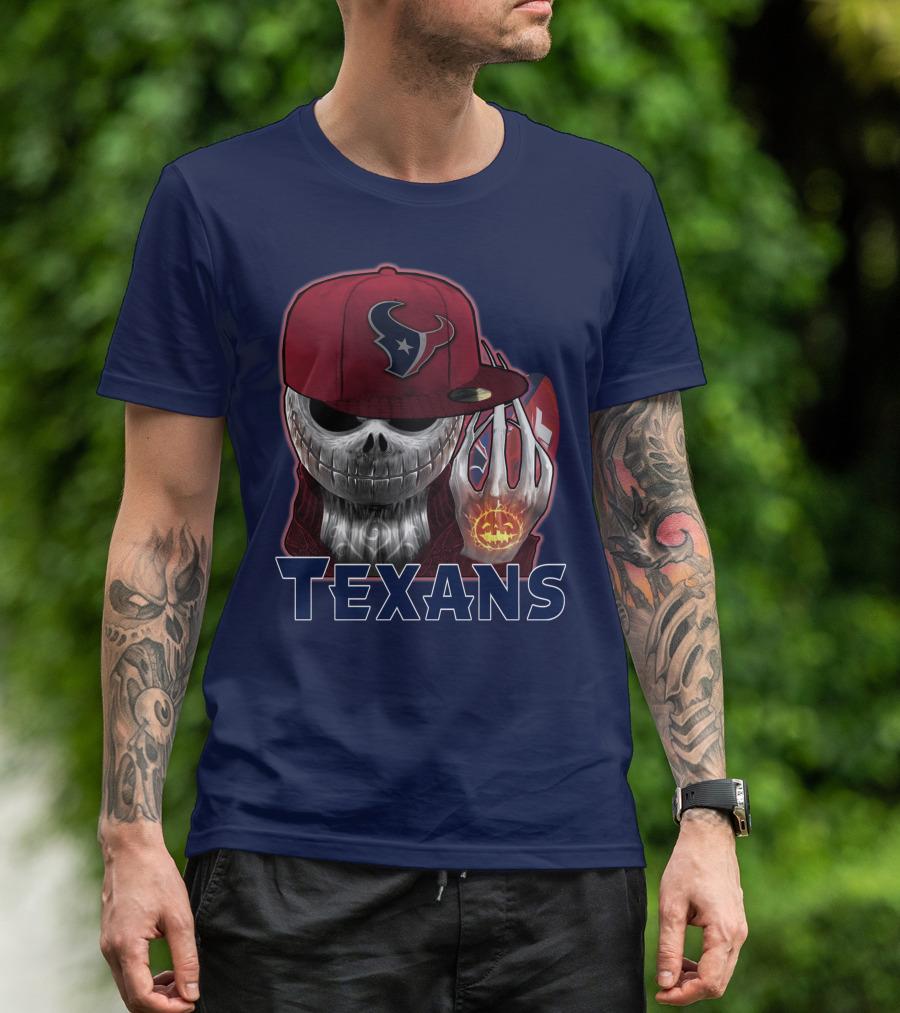 Jackskull Texans Football Halloween Pumpkin T-Shirt