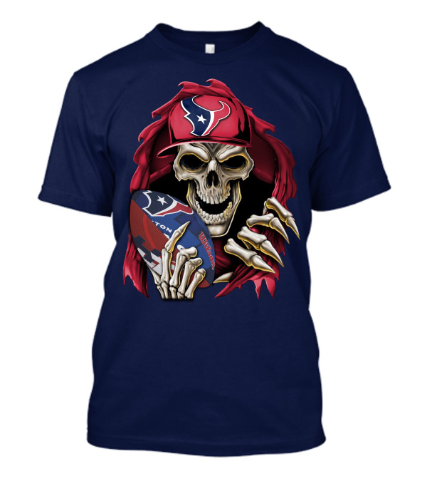 Skullbong Houston Texans Skeleton Football Cap And Wilson Rugby T-Shirt