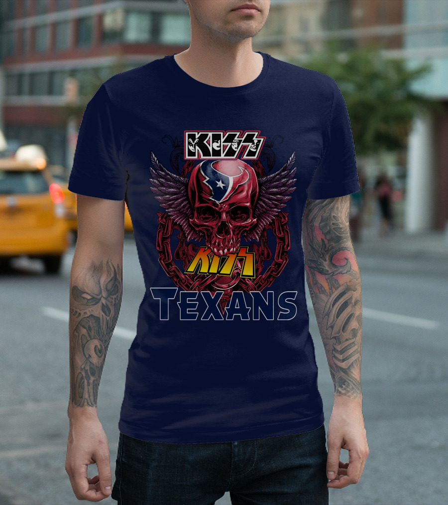 KISS Houston Texans Skull Wings T-Shirt