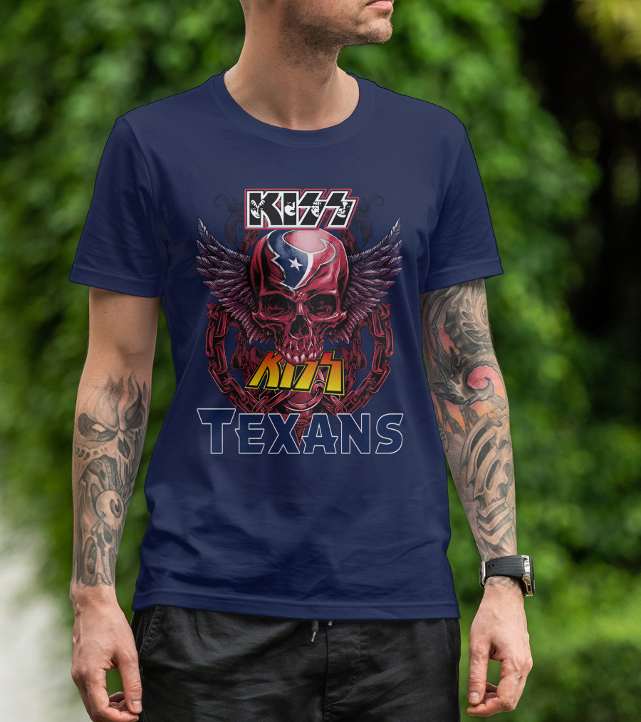 KISS Houston Texans Skull Wings T-Shirt