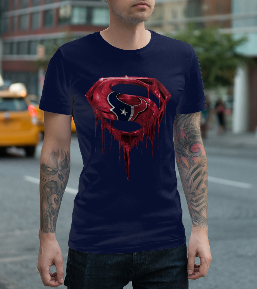 Superman Houston Texans Logo Fusion T-Shirt