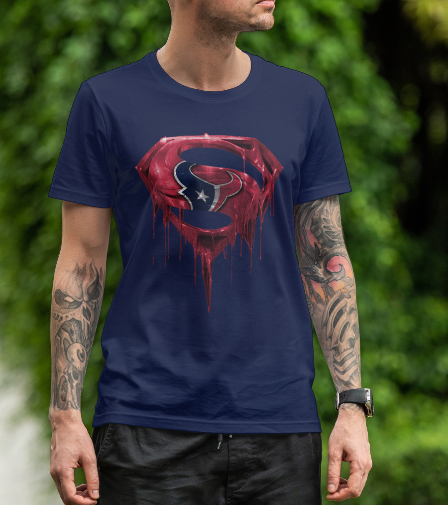 Superman Houston Texans Logo Fusion T-Shirt