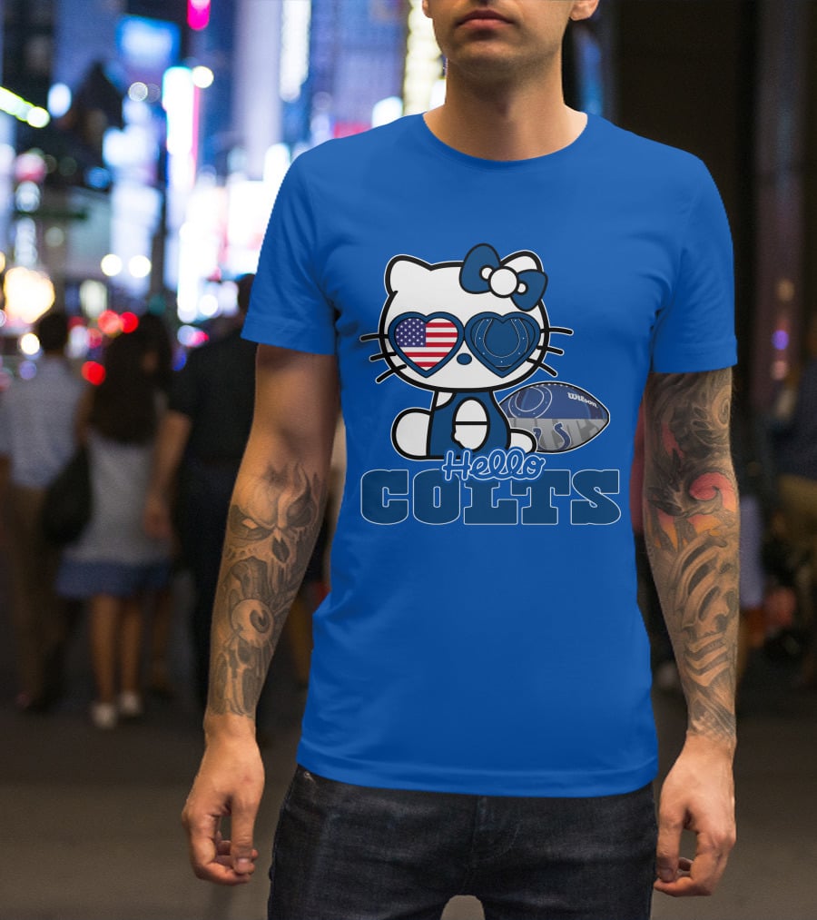 Hello Kitty Indianapolis Colts Football Fan USA Flag T-Shirt
