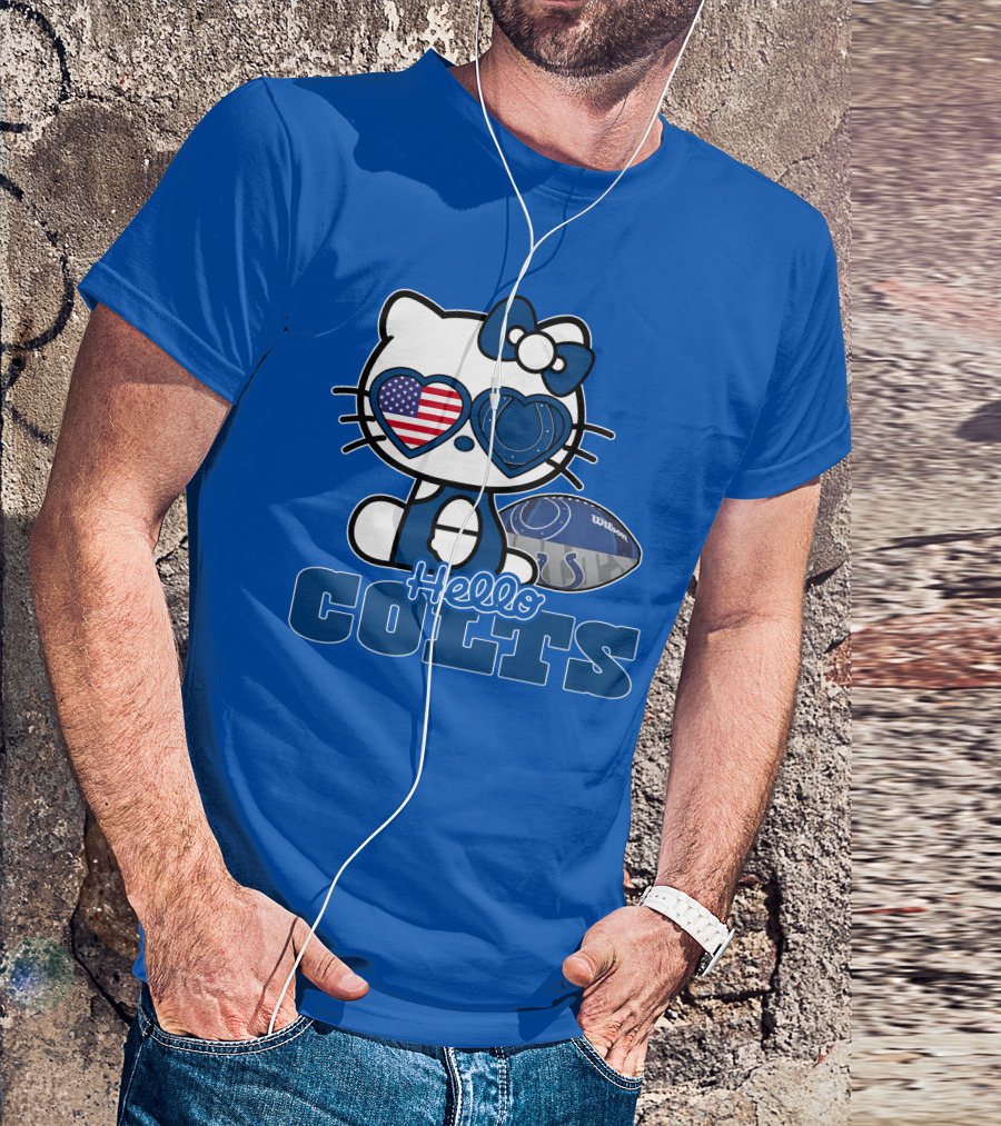 Hello Kitty Indianapolis Colts Football Fan USA Flag T-Shirt