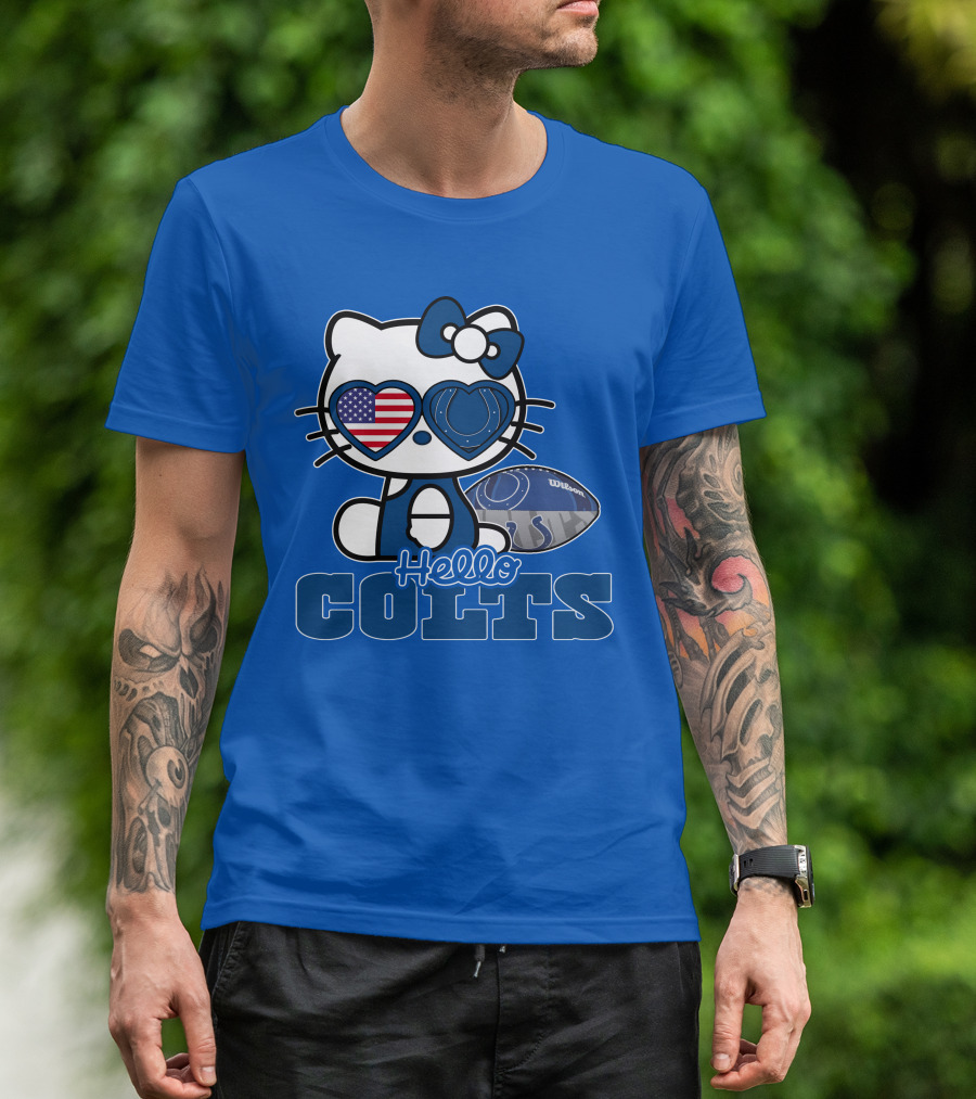 Hello Kitty Indianapolis Colts Football Fan USA Flag T-Shirt