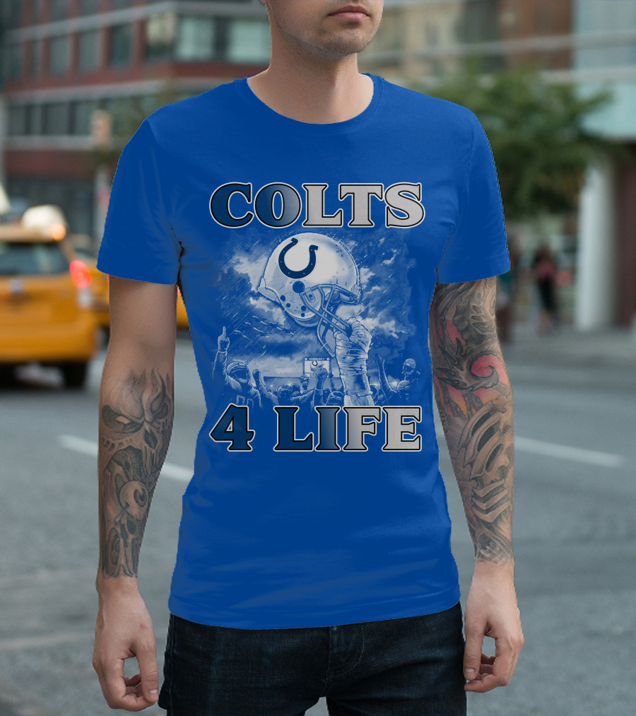 Colts 4 Life Indianapolis Colts Helmet And Fans Celebration T-Shirt