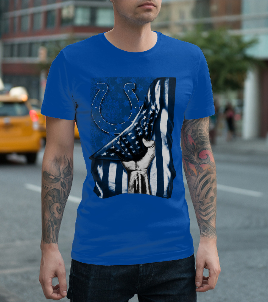 Indianapolis Colts American Flag Horseshoe T-Shirt