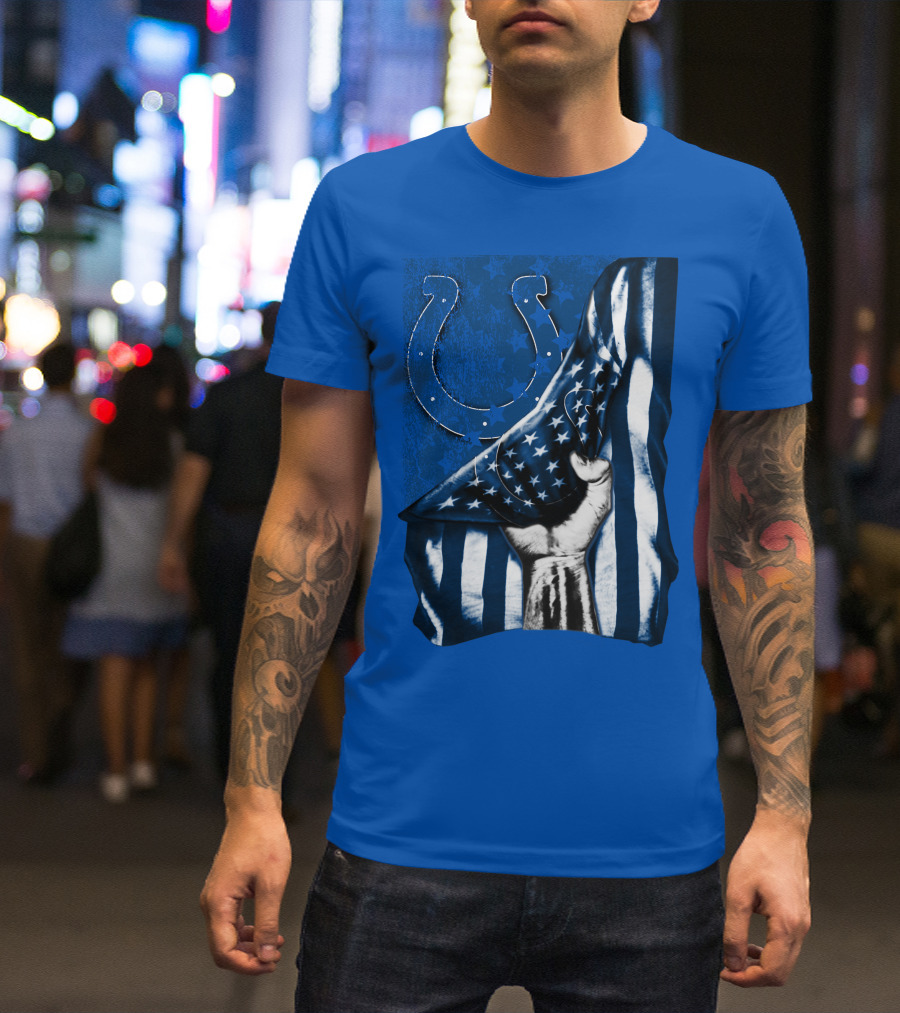 Indianapolis Colts American Flag Horseshoe T-Shirt