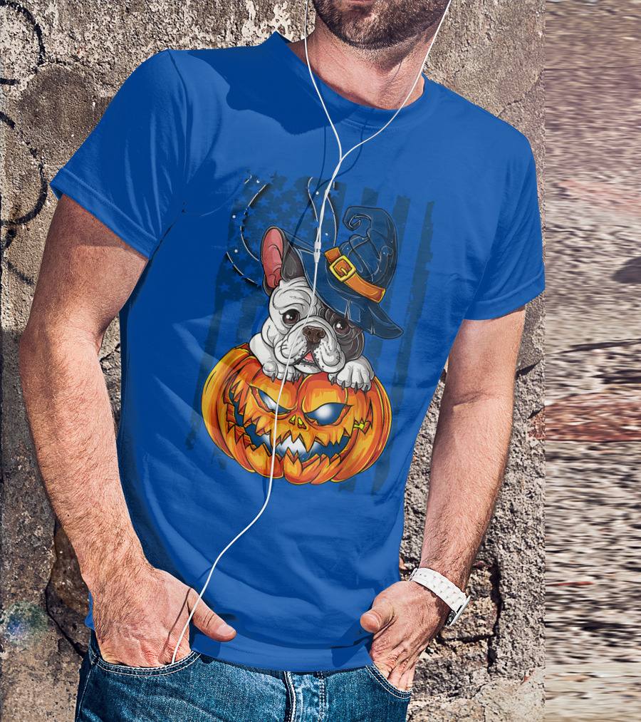 Hlw Bulldog Witch Hat Pumpkin Indianapolis Colts T-Shirt