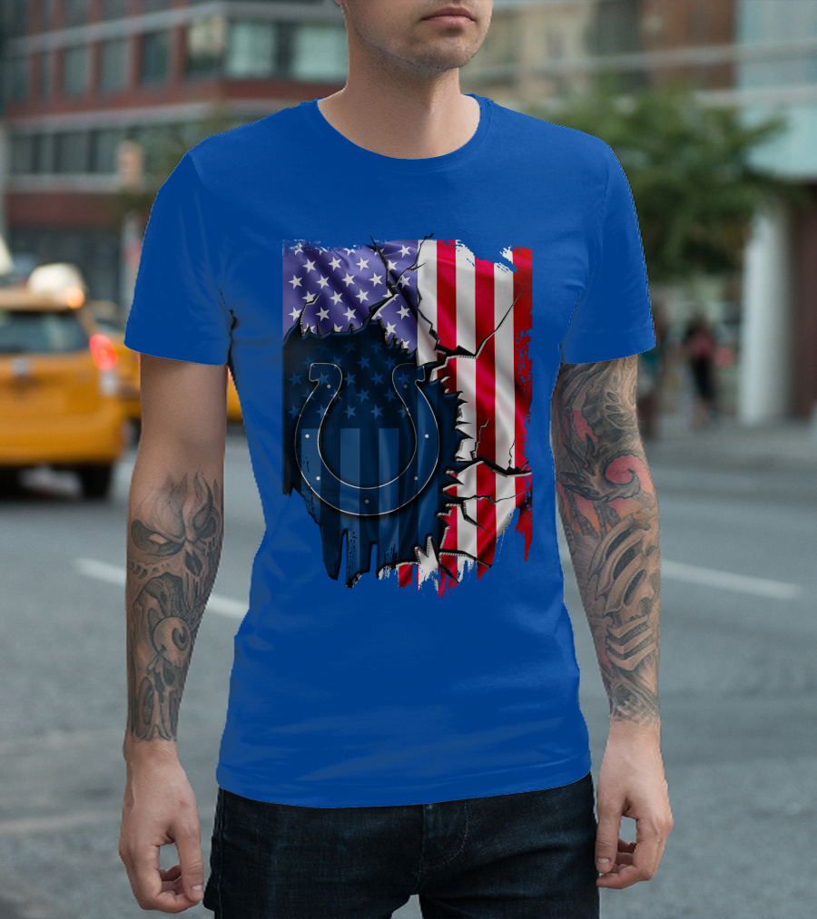 American Flag Indianapolis Colts Horseshoe T-Shirt
