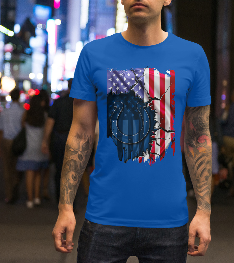 American Flag Indianapolis Colts Horseshoe T-Shirt