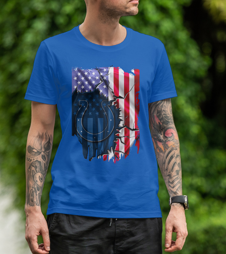 American Flag Indianapolis Colts Horseshoe T-Shirt