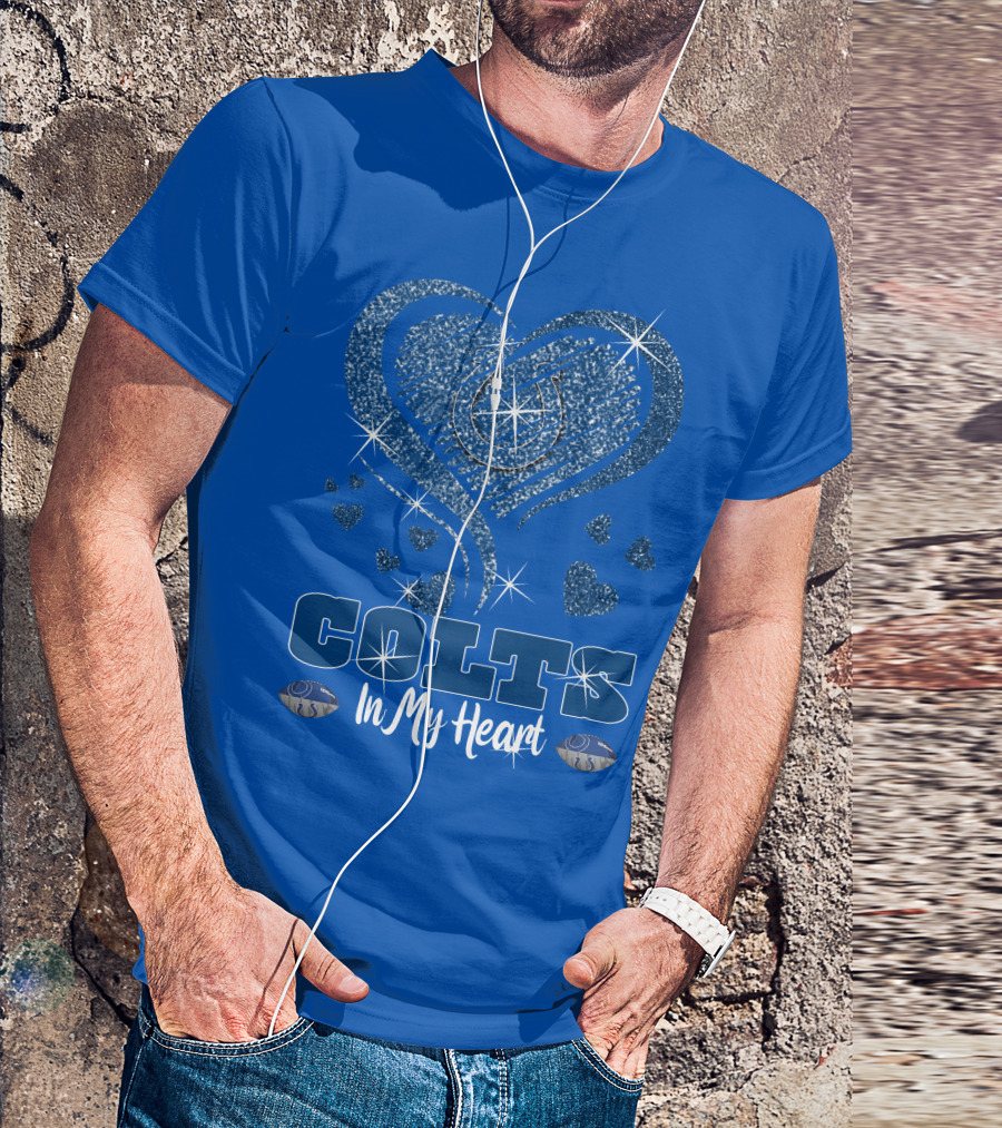 Colts In My Heart Sparkling Blue Heart T-Shirt